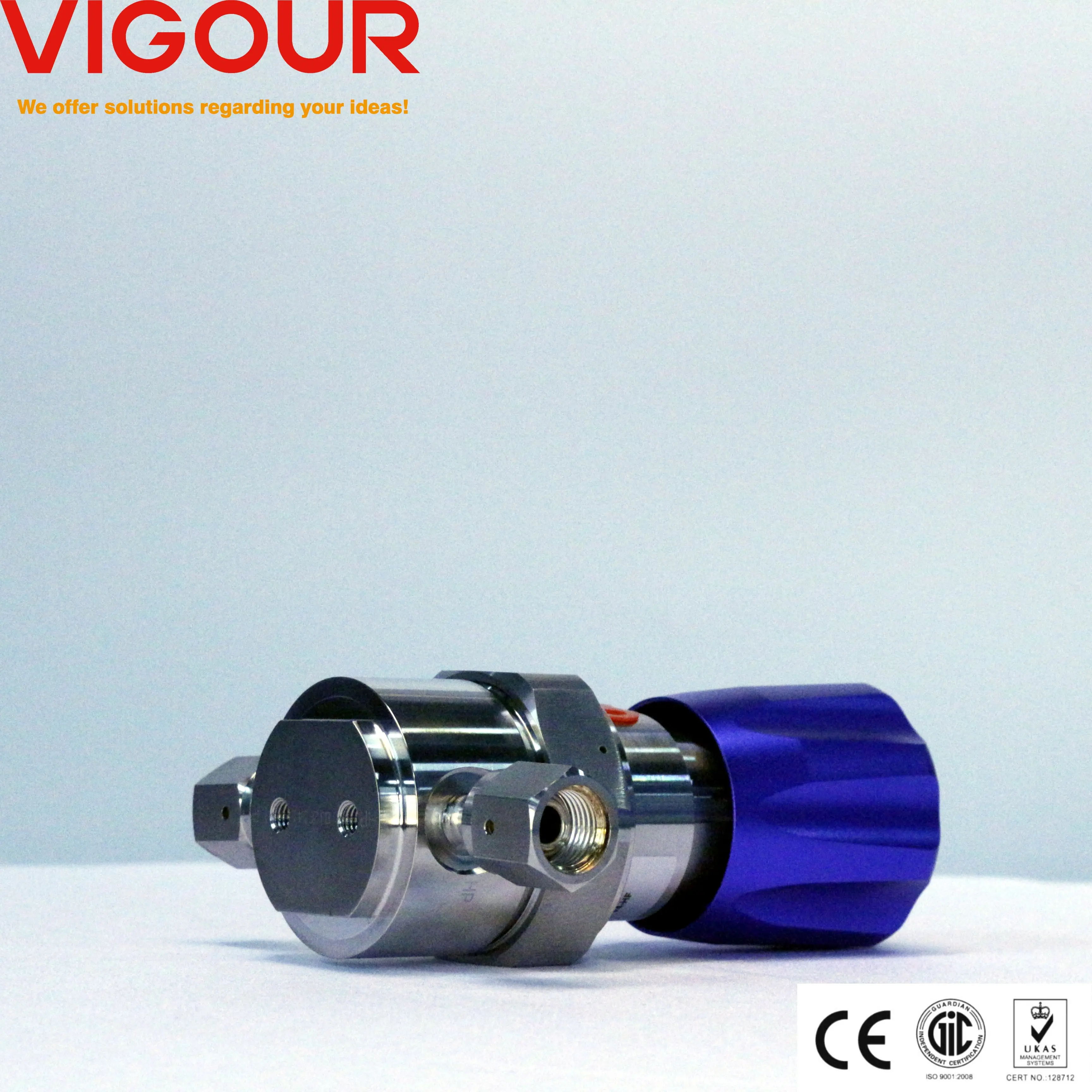 Single Stage Panel Mount Gas Regulator 316L Max 3500psig Inlet Pressure Manual Power