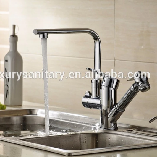 good quality multi function brass pull out kitchen sink faucet mixer tap with spray gun