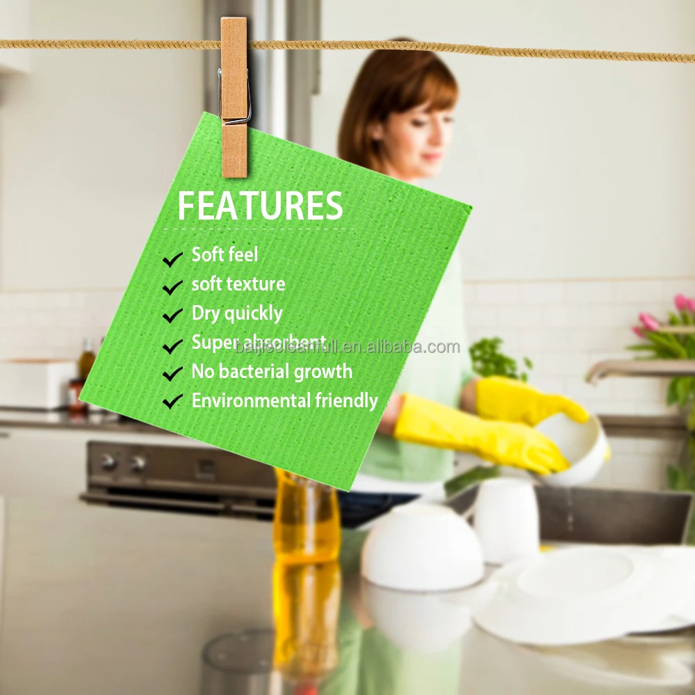 High Absorbent Biodegradable   Cheap  Stock Cellulose Dish Cloth Roll  cellulose Wood Pulp  Cleaning Cloths  Roll