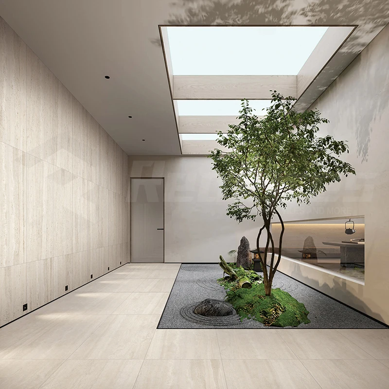 Realgres White Matte Finish Elegant Travertine Tiles Versatile Indoor Outdoor Porcelain Tile