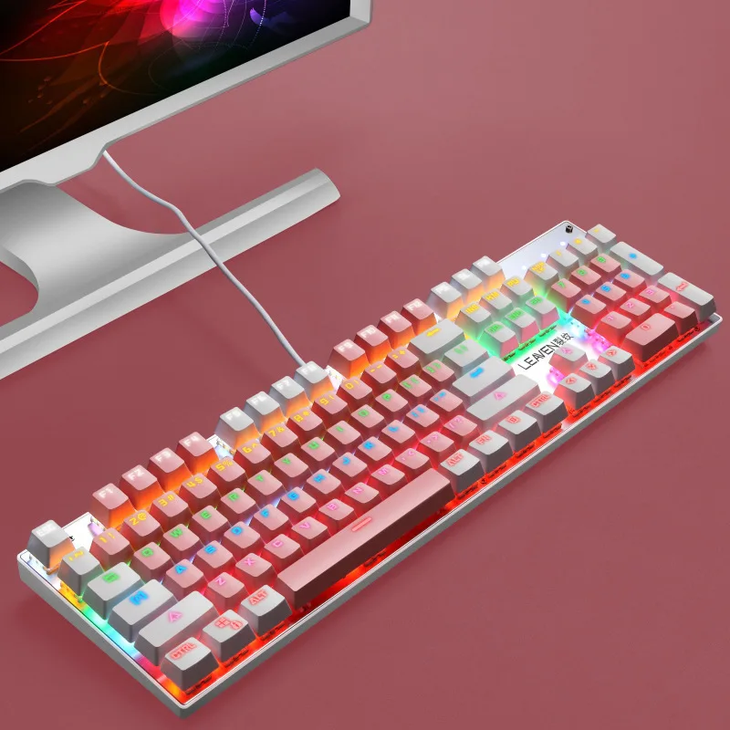  Механическая игровая клавиатура RGB Радужная баллон светодиодной подсветкой проводная с красные переключатели для Windows консоль