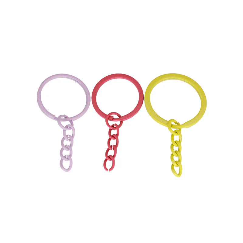 25mm/30mm Factory Wholesale Key Chain Pink Blue Green Color Baking Paint Key Link Hanging 4 Chain Links