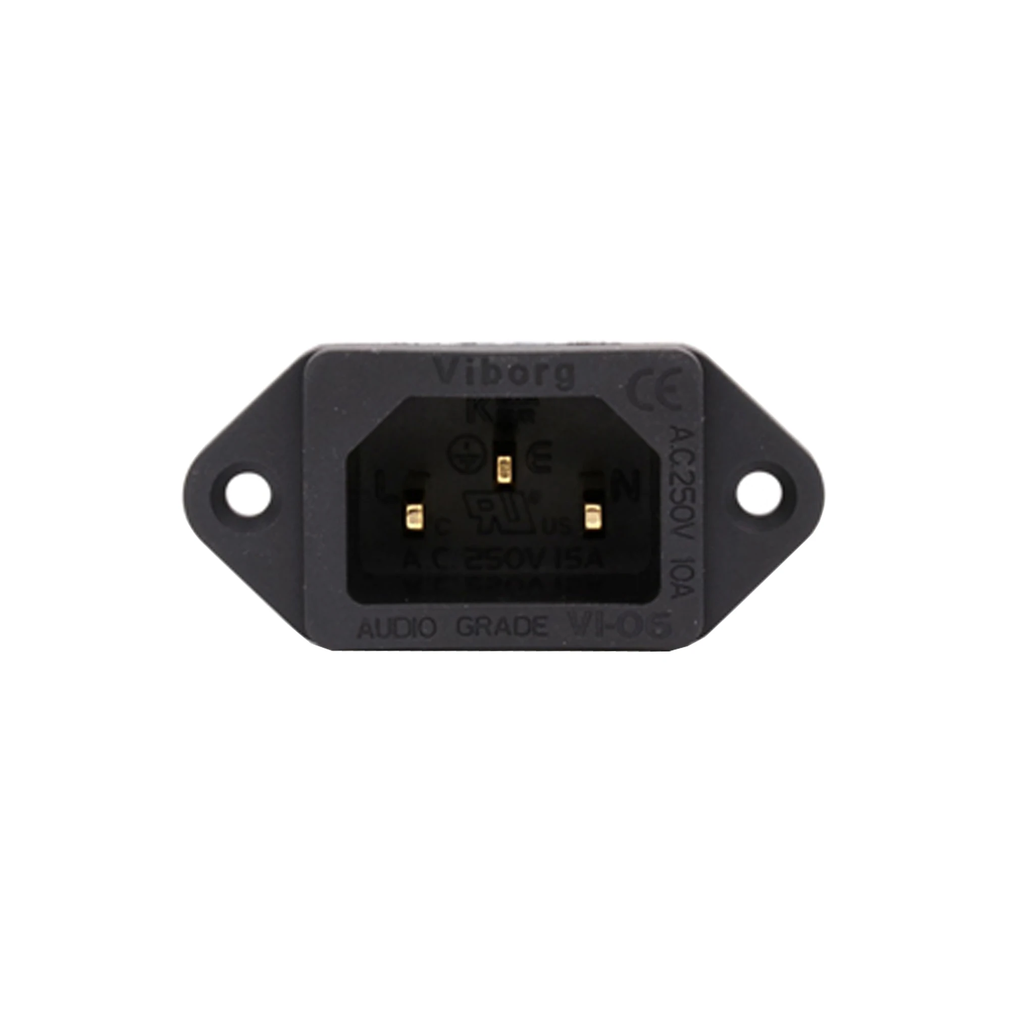Pure Copper AC 250V 10A IEC320 C14 Panel Mount Plug Adapter Power Connector Socket Screw Mount 3 Pins Pure Copper IEC Power Inle