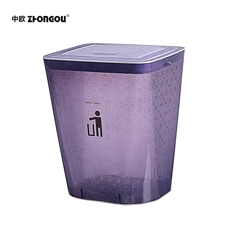 Plastic Rectangle Press Lid Waste Bin Set of 2 Garbage Bin For Bathroom Corner