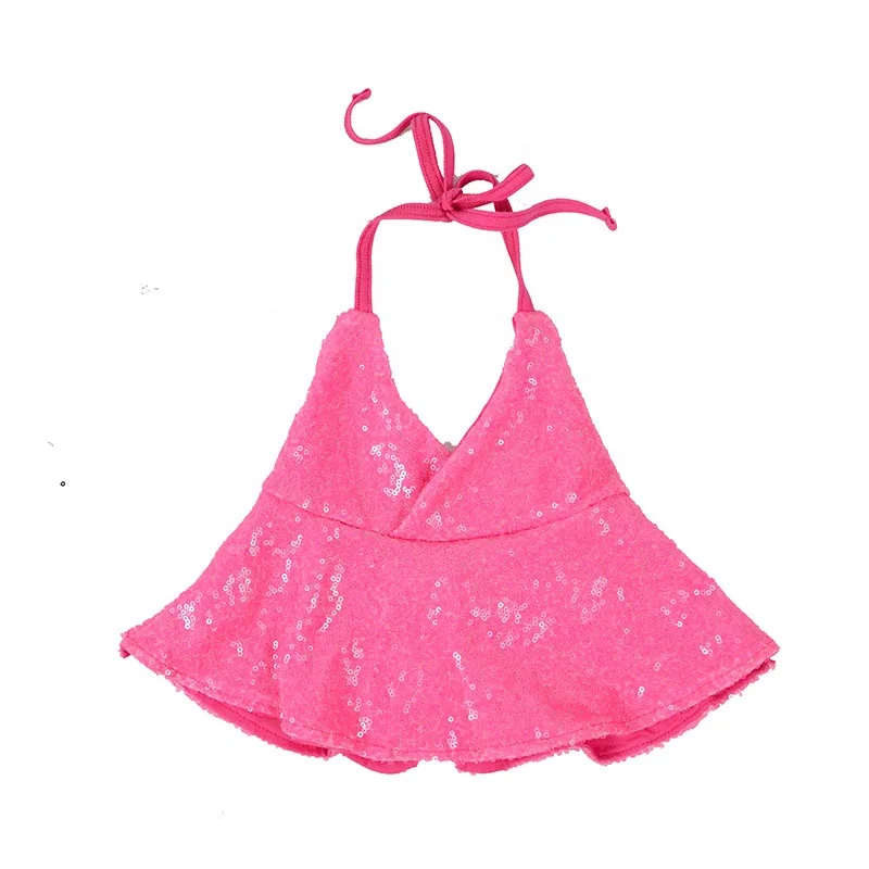 Летняя повседневная детская футболка R1 с принтом для девочек, детский жилет для девочек, детские топы на молнии с блестками и воротником-халтером