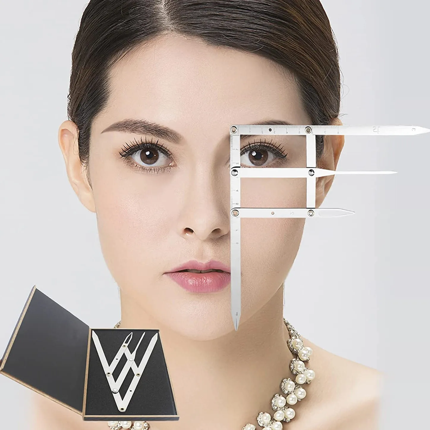 Permanent Makeup Eyebrow Microblading Stencil Ruler, Stainless Steel Golden Ratio Eyebrow Divider Ruler