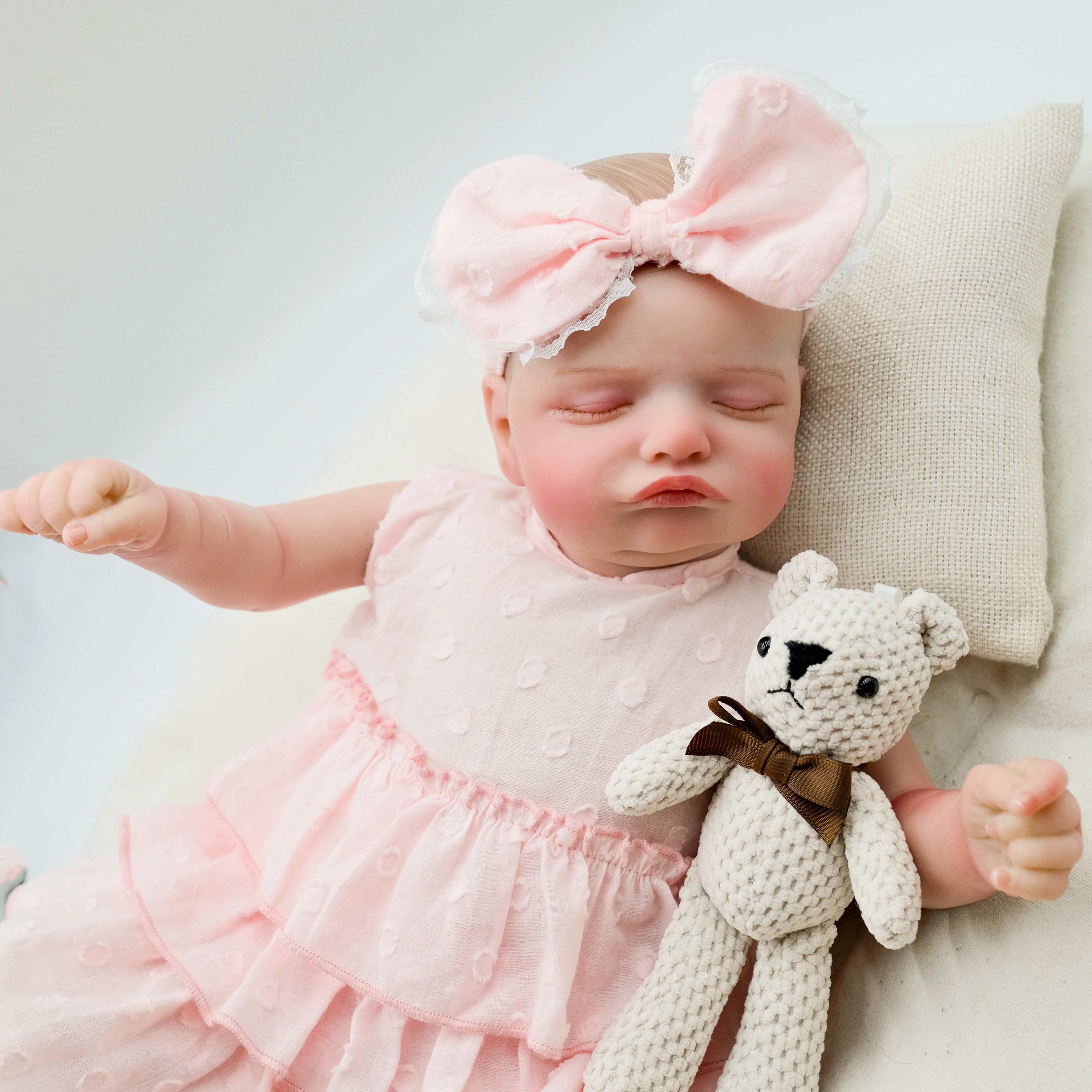 NPK 48CM Rosalie Already Painted Newborn Baby Doll Newborn Baby Reborn Doll Hand Paint with Genesis High Quality 3D Skin Tone