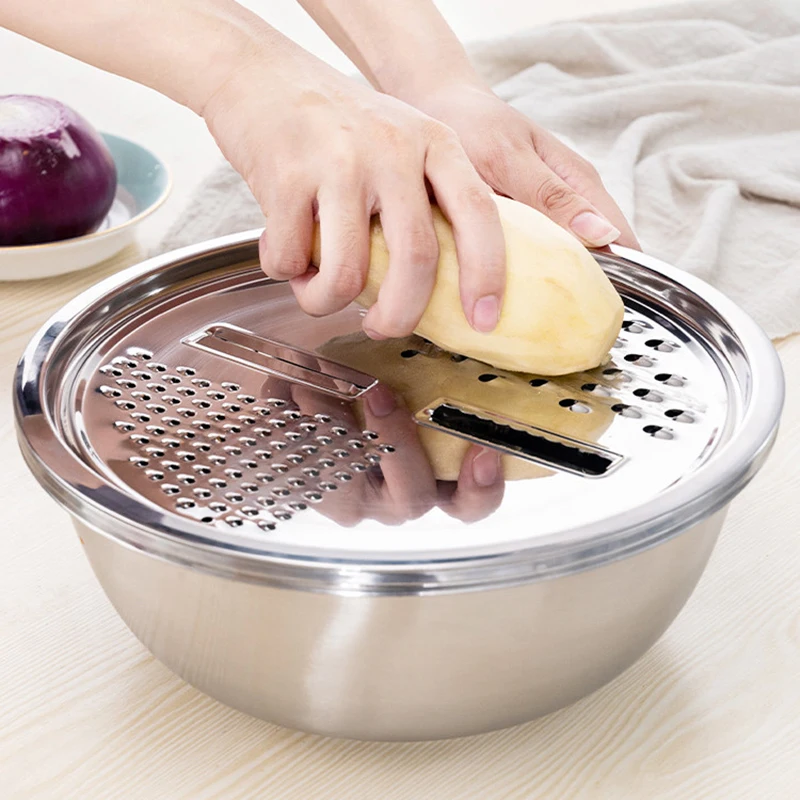 Houselhold  stainless steel  colanders set and basin with grater 3 in one