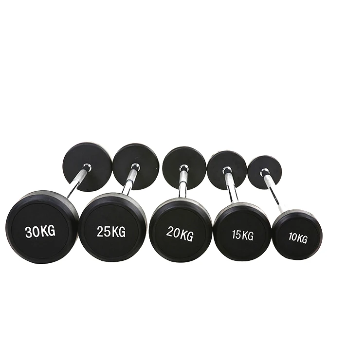 
Rubber Round Head gym fitness 10kg15kg20kg25kg30kg50kg dumbbell barbell set 