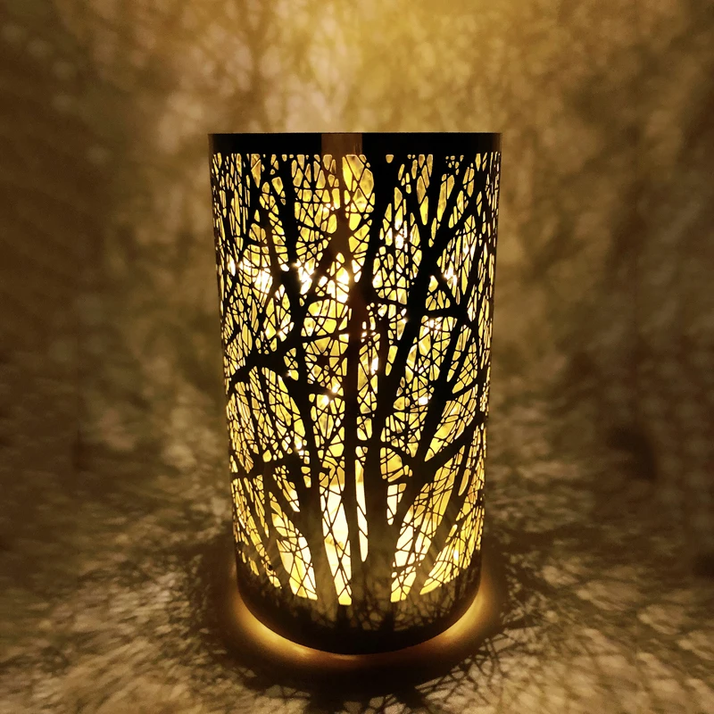 Novelty Metal LED Light Table Lamp Wedding Decoration Stainless Steel Decorative Lamp Home Decor Craft
