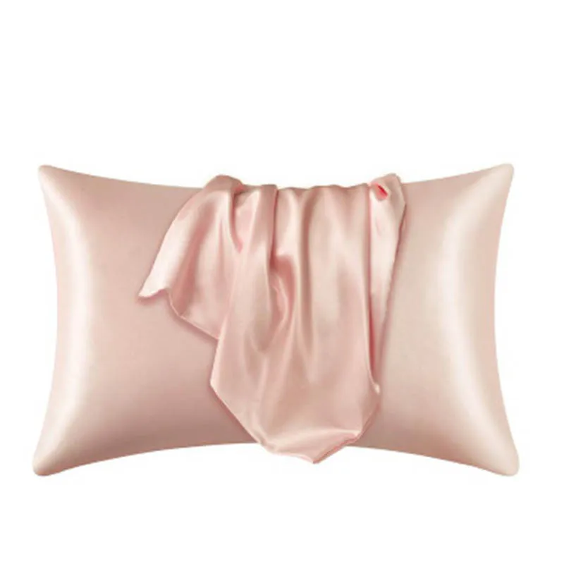 Smooth Silk Satin Pillow Case Solid Color Soft Skin Satin Cooling Pillow Cover with Envelope Closure