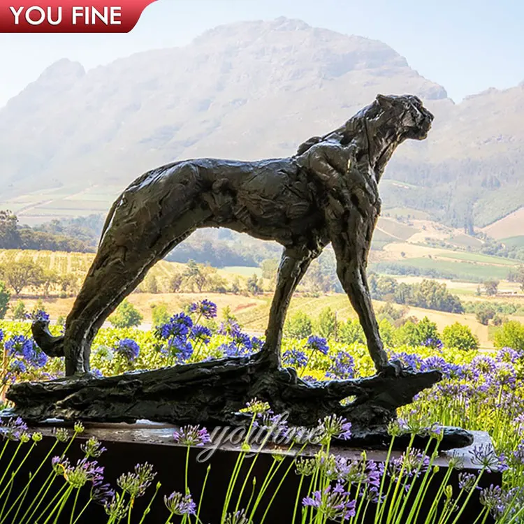 Наружная горная вилла, металлическая латунная леопардовая статуя Пантеры, бронзовая гепардовая скульптура для туристических достопримечательностей