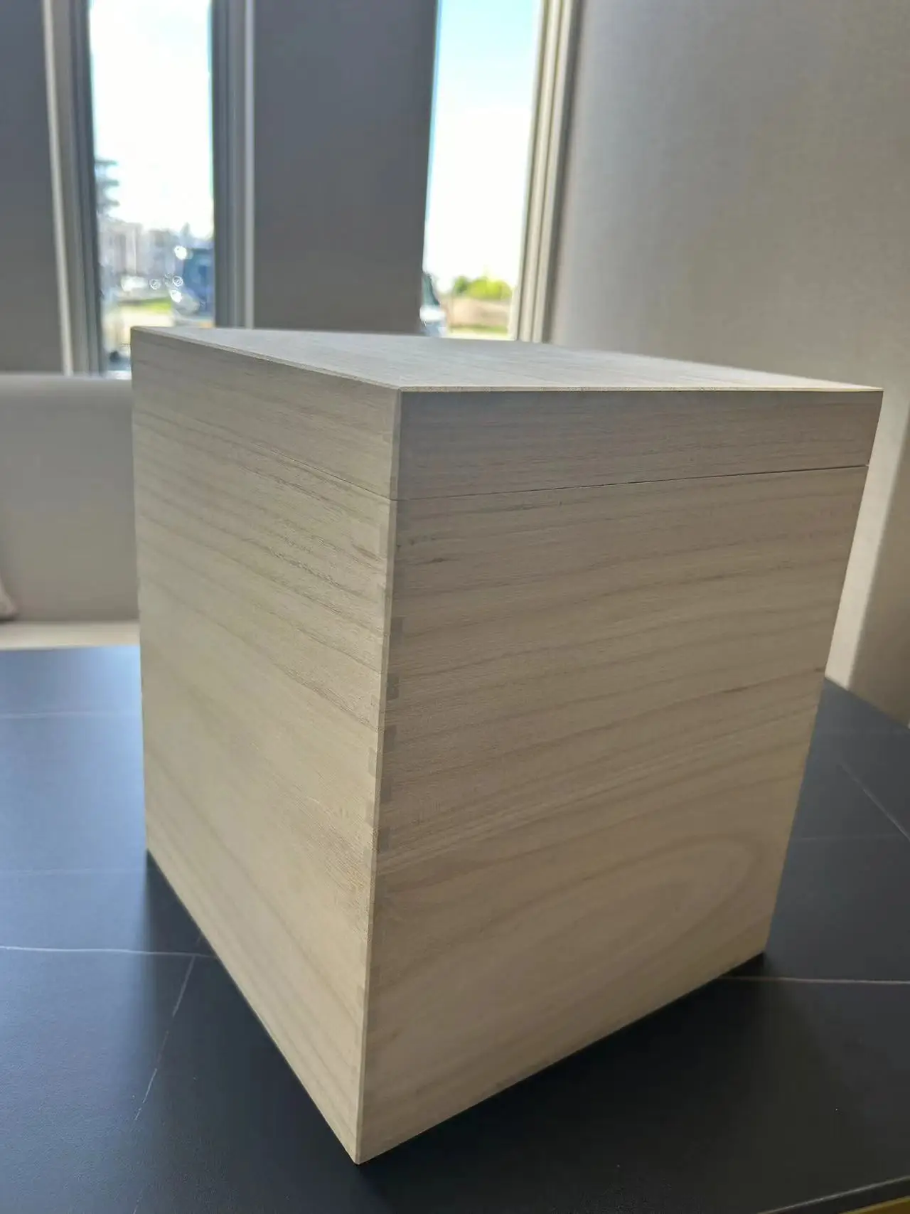 Rustic Wooden Storage Box Container with Hinged Lid and Front Clasp 5.4' x 5.4' x 3.9'