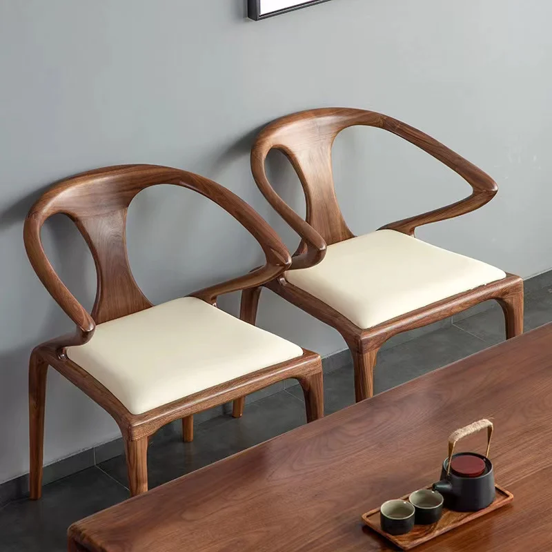 PurelyFeel Nordic Solid Wood Creative Italian Chair Chinese Backrest Dining Chair Living Room Chair