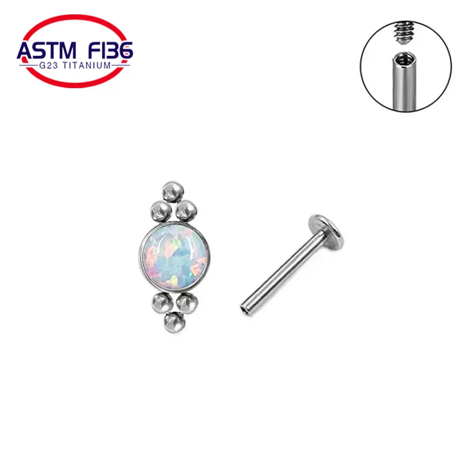 2022 New Multicolor Earrings G23 Titanium 16G Internal Thread Conch Tragus Helix Screw Back Stud Earrings
