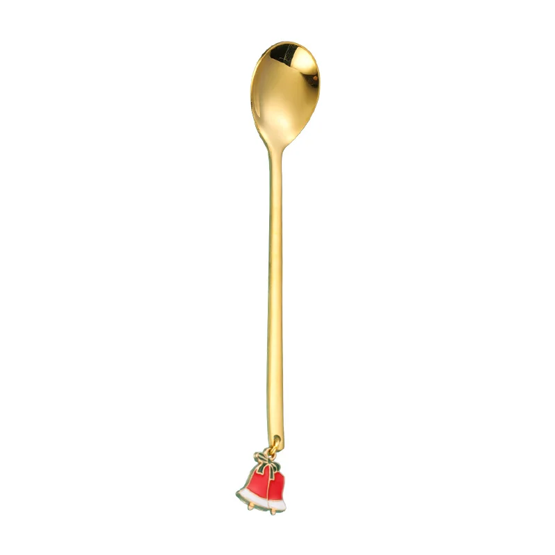 British Creative Cartoon Gold-plated Coffee Stirring Spoon Long Handle Gold Tea Small Spoon