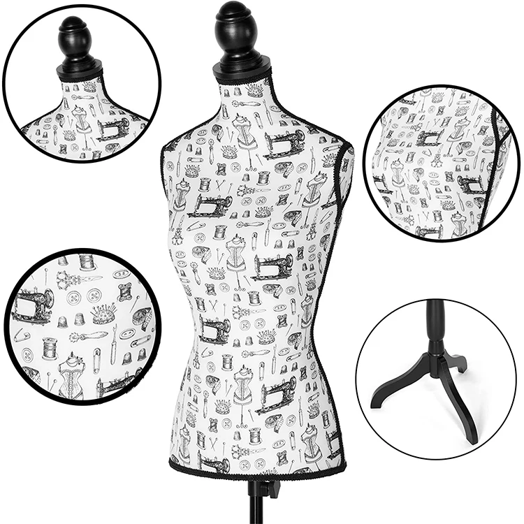 Professional manufacturer adjustable Female Mannequin Dress Form Torso Tripod Stand Display