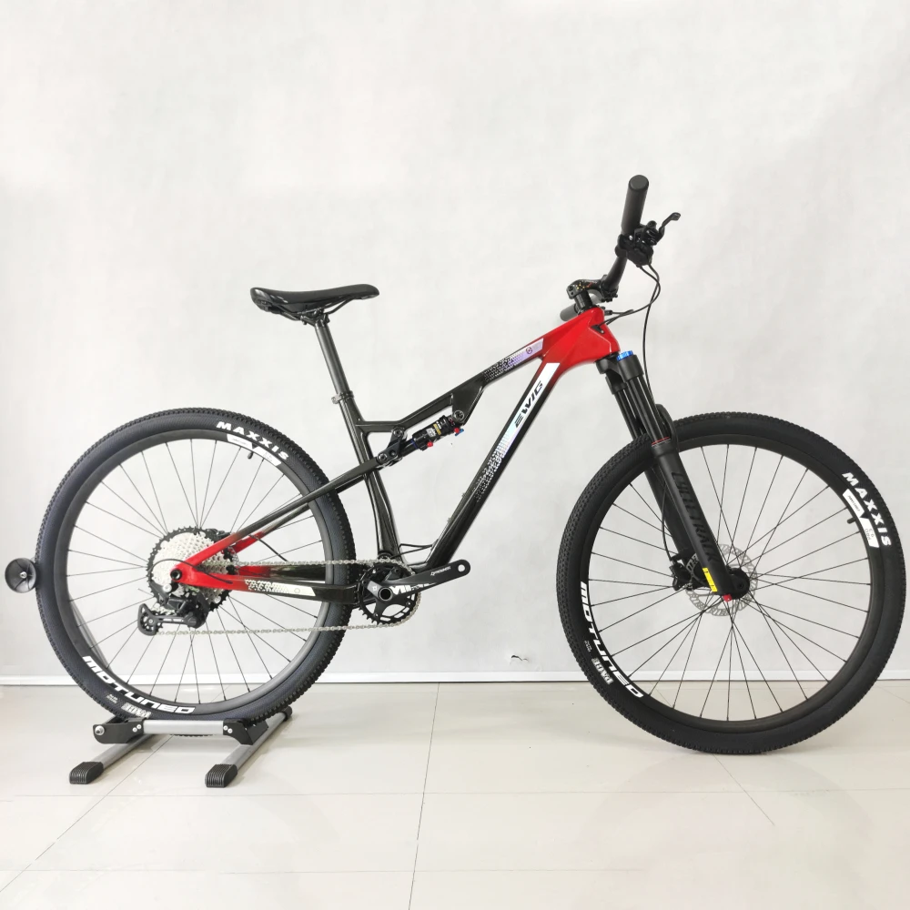 EWIG Carbon Fiber Full Dual Suspension Mountain Bike 12 Speed 29 inch SHIMANO M6100 Disc Carbon Fibre Frame MTB Bicycle Adult