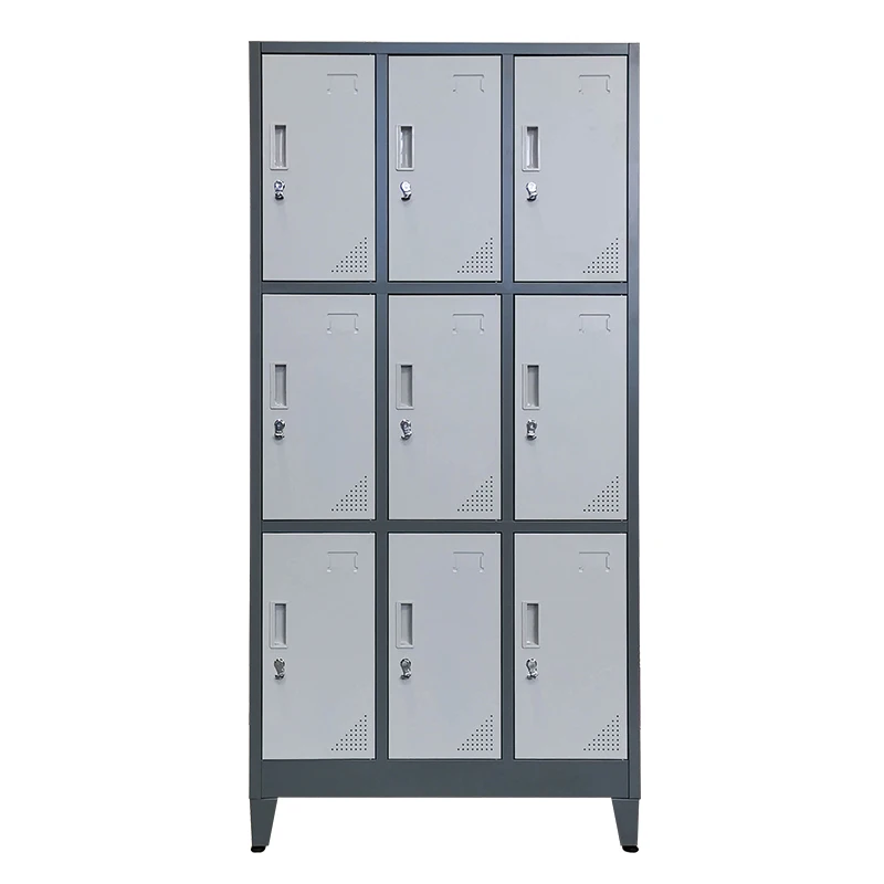 Factory Price Knock Down Clothes Locker 9 Door Steel Salon Cabinet Cupboard