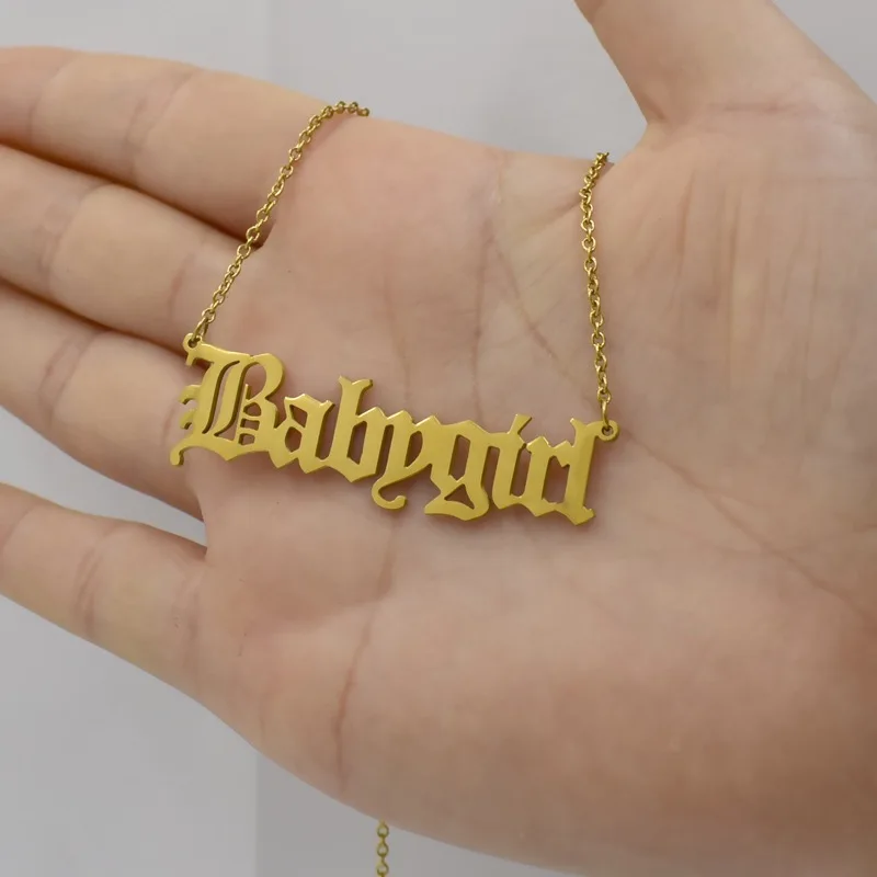 Custom nameplate gold stainless steel babygirl brat baby honey necklace womens