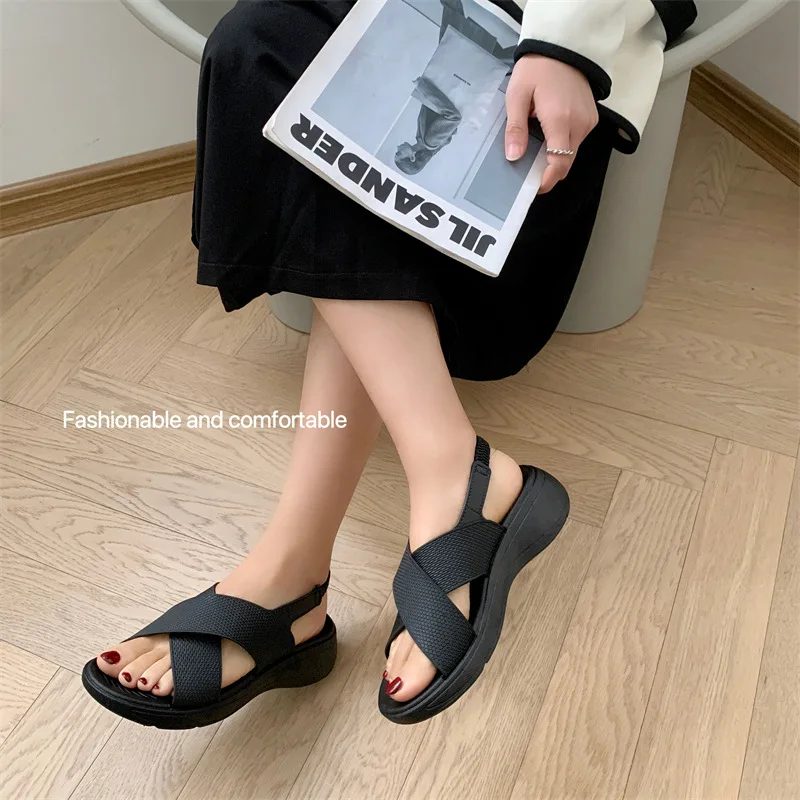 Heli Shark New Pure Color Platform Sandals for Men and Women Summer Outdoor Flat Slides for Winter and Spring