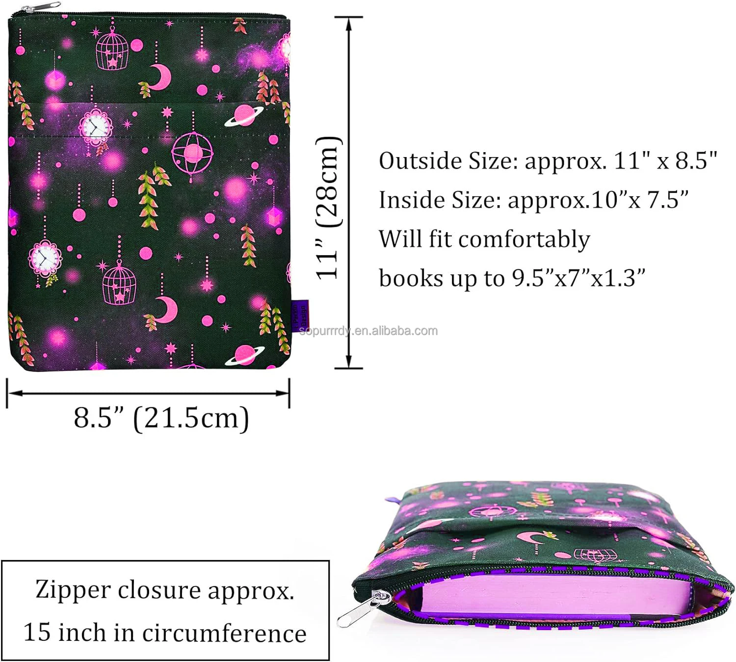 Custom Logo Full Printing Washable Fabric Book Sleeve Book Protector Covers for Paperback with Zipper Gift Pouch