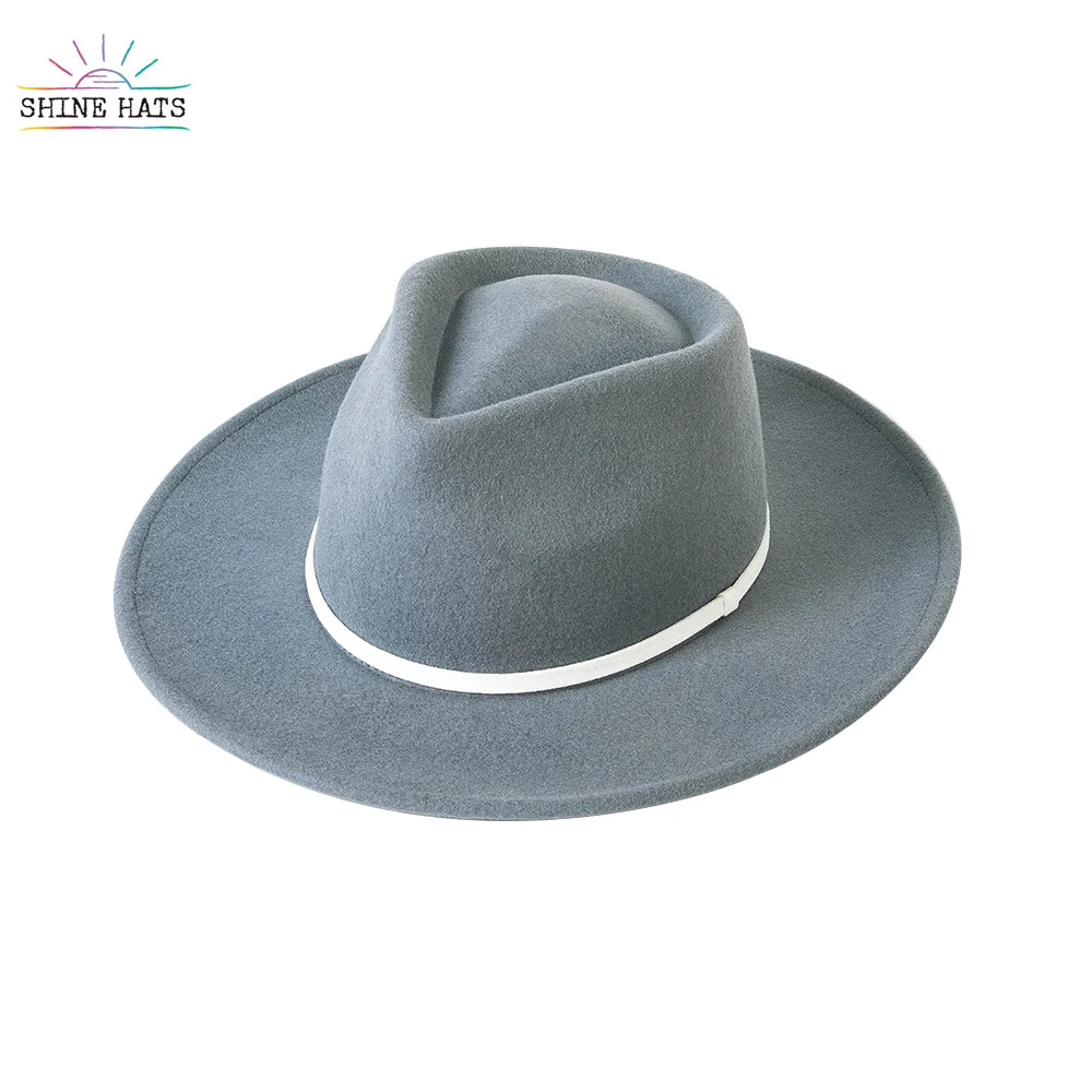 Shine Hats Fedora Hats Hats with Band Wool Felt Lack Color Wide Brim Chapeau 100% Australia Village Diamond Crown Men Women Lace