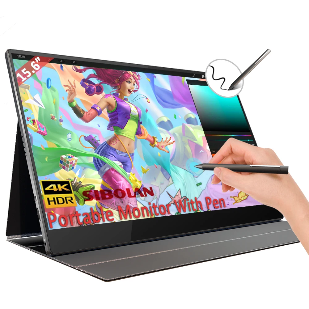 15.6 inch 4k portable monitor type-c for PS5 type c touchscreen monitor uhd monitor portable support digital stylus pen