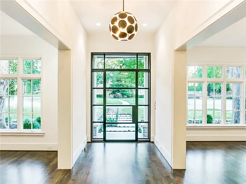 Glass door with copper or stainless steel hardware fittings arched single door with side window house door steel frame designs