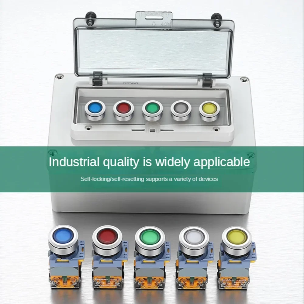 10a Flat Waterproof momentary Self Reset Locking 30mm 380V Push button switches  with light industrial 1NO1NC  2NO 2NO2NC