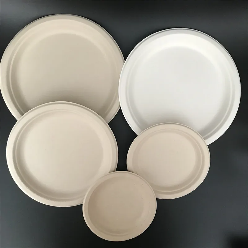 
 Круглые одноразовые тарелки 6/7/9/10, тарелка из натурального сахарного тростника  