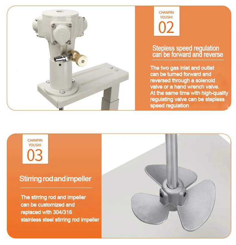 5 Gallon Hand-held Manual Automatic Lift Type Explosion-proof Pneumatic Mixer Stainless Steel Impeller Paint Ink Glue