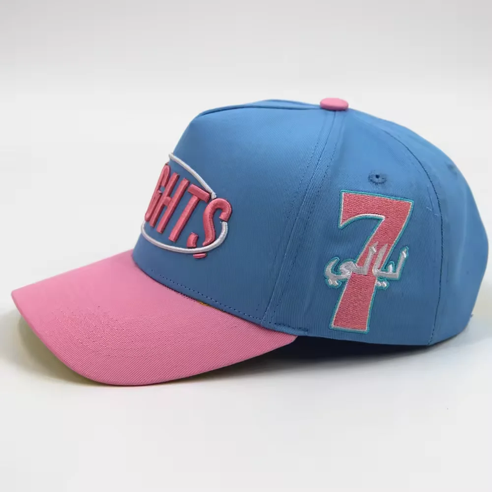Cap manufacturer Custom 5panel cap curved brim structured  embossed logo baseball cap
