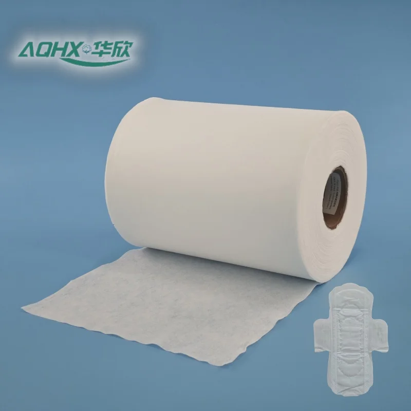 Ultra-thin breathable 100% cotton manufacturing spunlace non-woven roll factory custom sanitary napkins raw materials