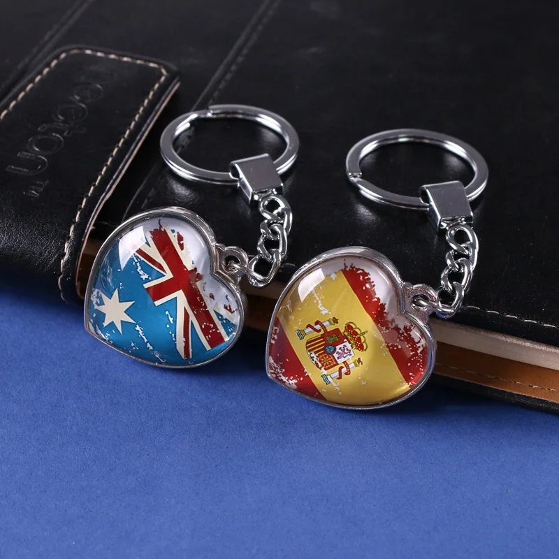 
Cheap Customize Photo Double-sided Islam Country Crystal Glass Car Keychains 