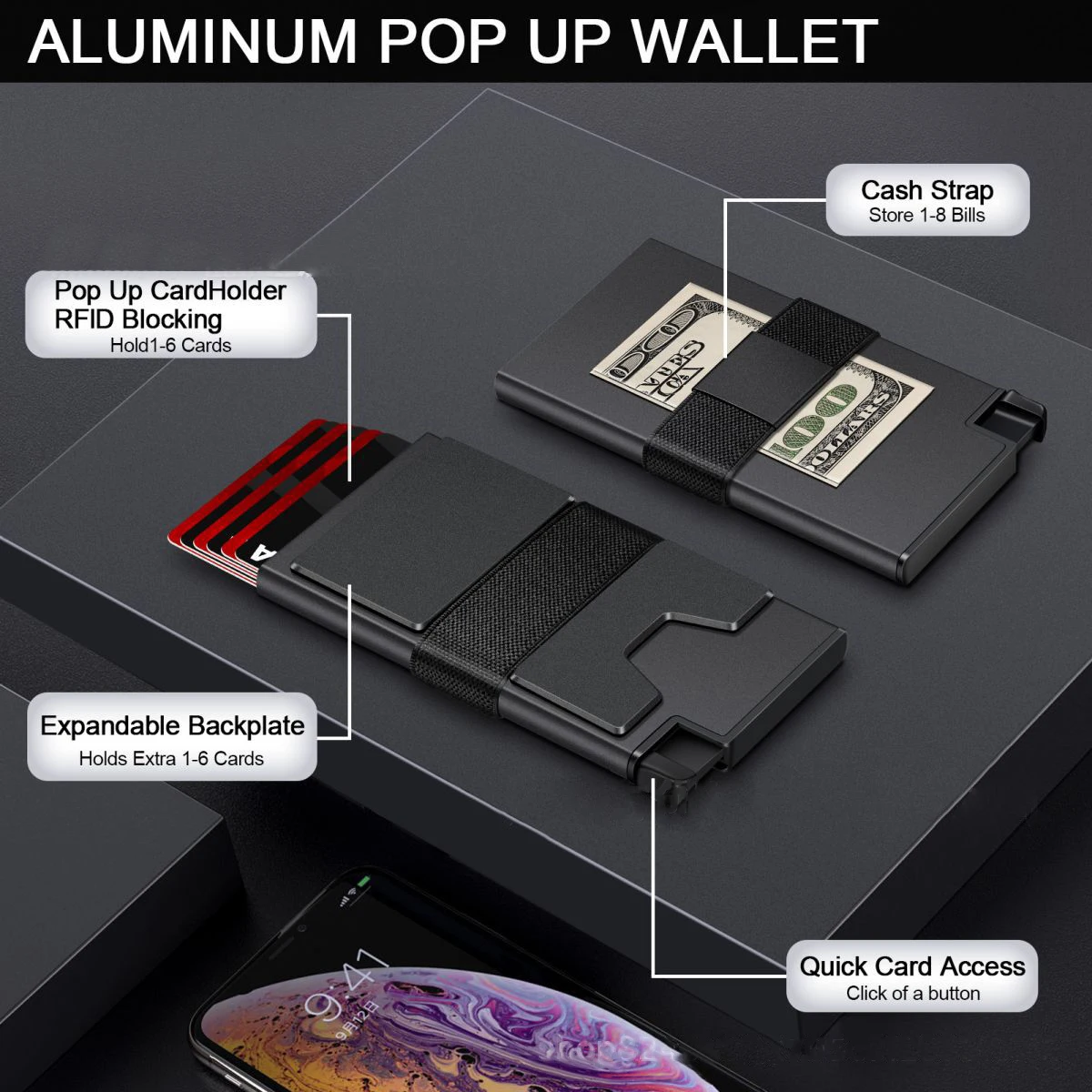 Custom Business Minimalist Slim Card Holder Case Aluminum Wallet Gold For Men