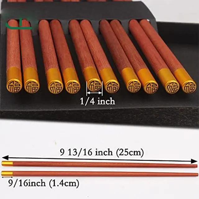 25CM Red sandalwood Material chopsticks Reusable biodegradable Good luck Chinese Chopsticks Set for Festival gifts Asian foods