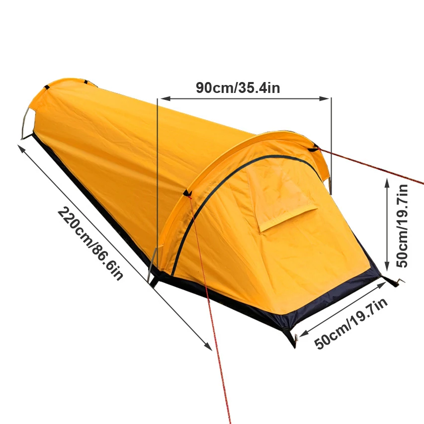 Single Person Outdoor Bivvy Tent Ultralight Hiking Backpacking Light Weight 1 Man Sleeping Tent 3 Seasons Green Orange
