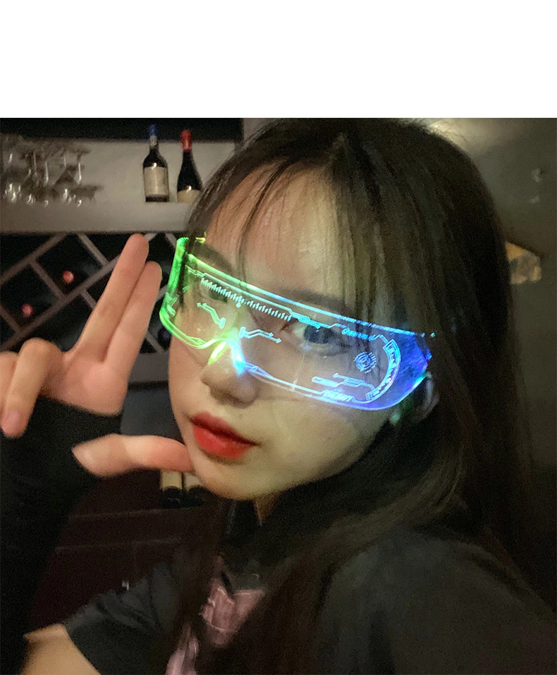 MM003 Morden Future Style Disco Bar Club Party  Atmosphere Props Technology Feeling Acrylic Glasses Colorful Flash LED Glasses