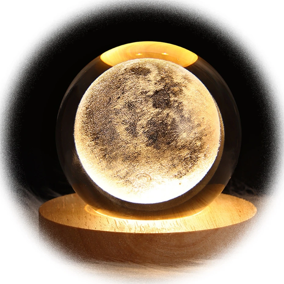 3d Crystal Ball Night Light Globe Stand Creative Decorative Ball Lamp Glowing Crystal With Wood For House Patio Hotel Birthday