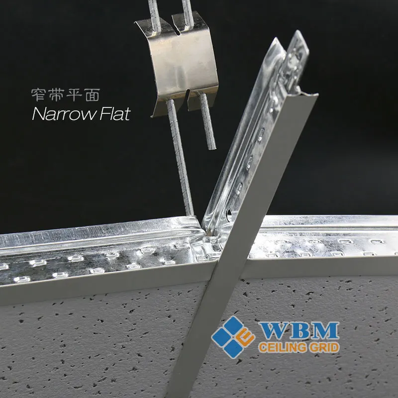False Ceiling Grid Narrow Flat tee bar T bar steel t shaped ceiling frames suspended ceiling T grid components 32/38