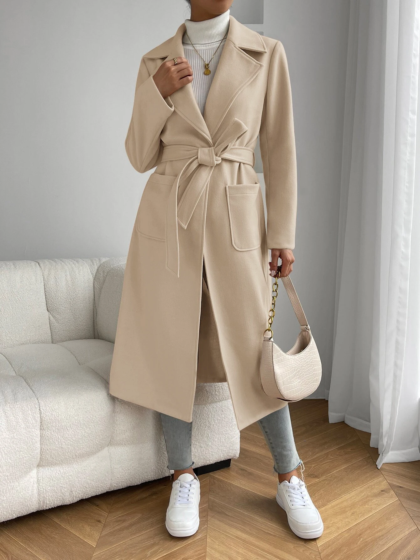 Fall/Winter Europe and America new style classy Mid-length coat