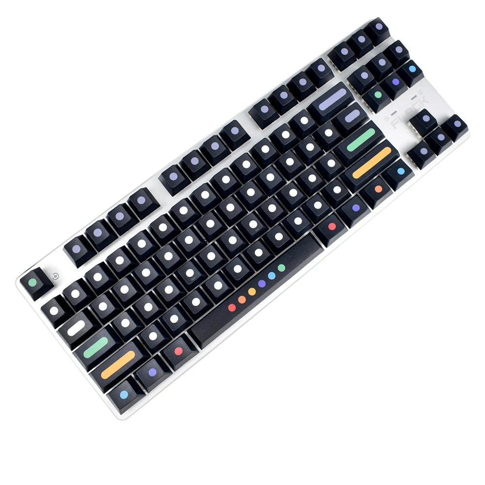Dots Theme 128 Keys set OEM Profile PBT Black Keycaps for Gaming Mechanical Keyboard Keycaps