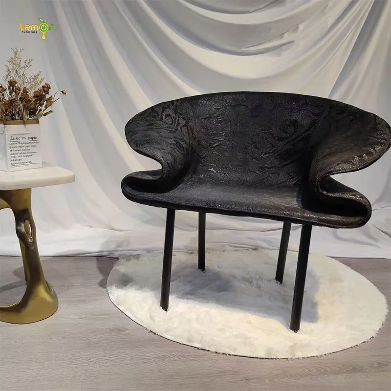 Nordic light luxury black printed sofa modern simple internet celebrity art leisure luxury backrest sofa chair