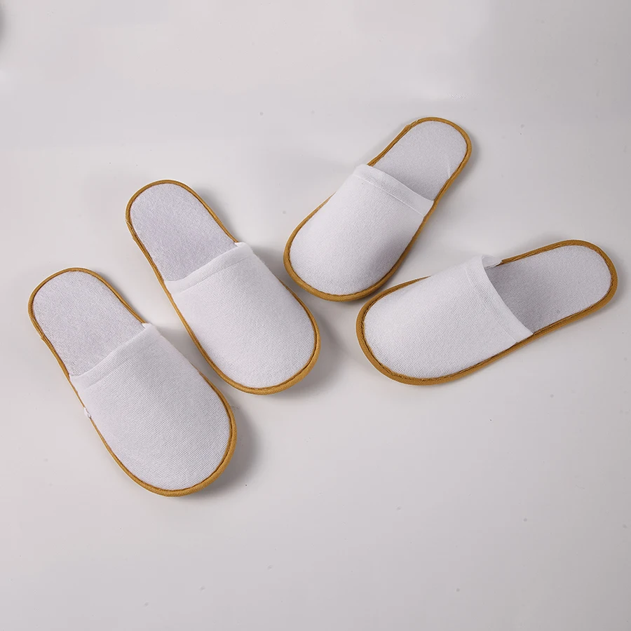 White hotel slippers luxury white non-slip EVA sole high quality spa hotel bedroom disposable slippers