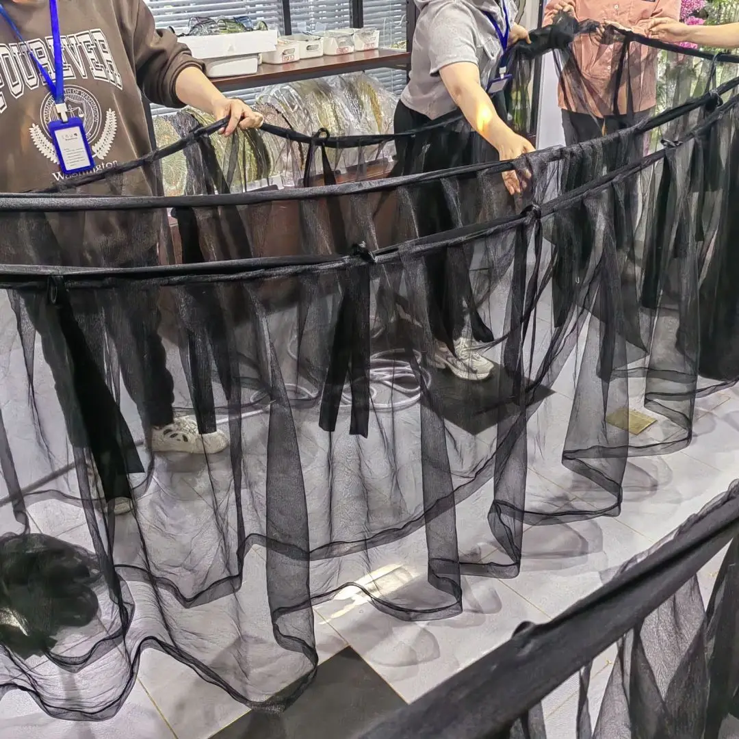 Catering Ceiling Decorative Wedding Party Event Props S shape Waves Yarn Chiffon White Drapery Led Light Strips