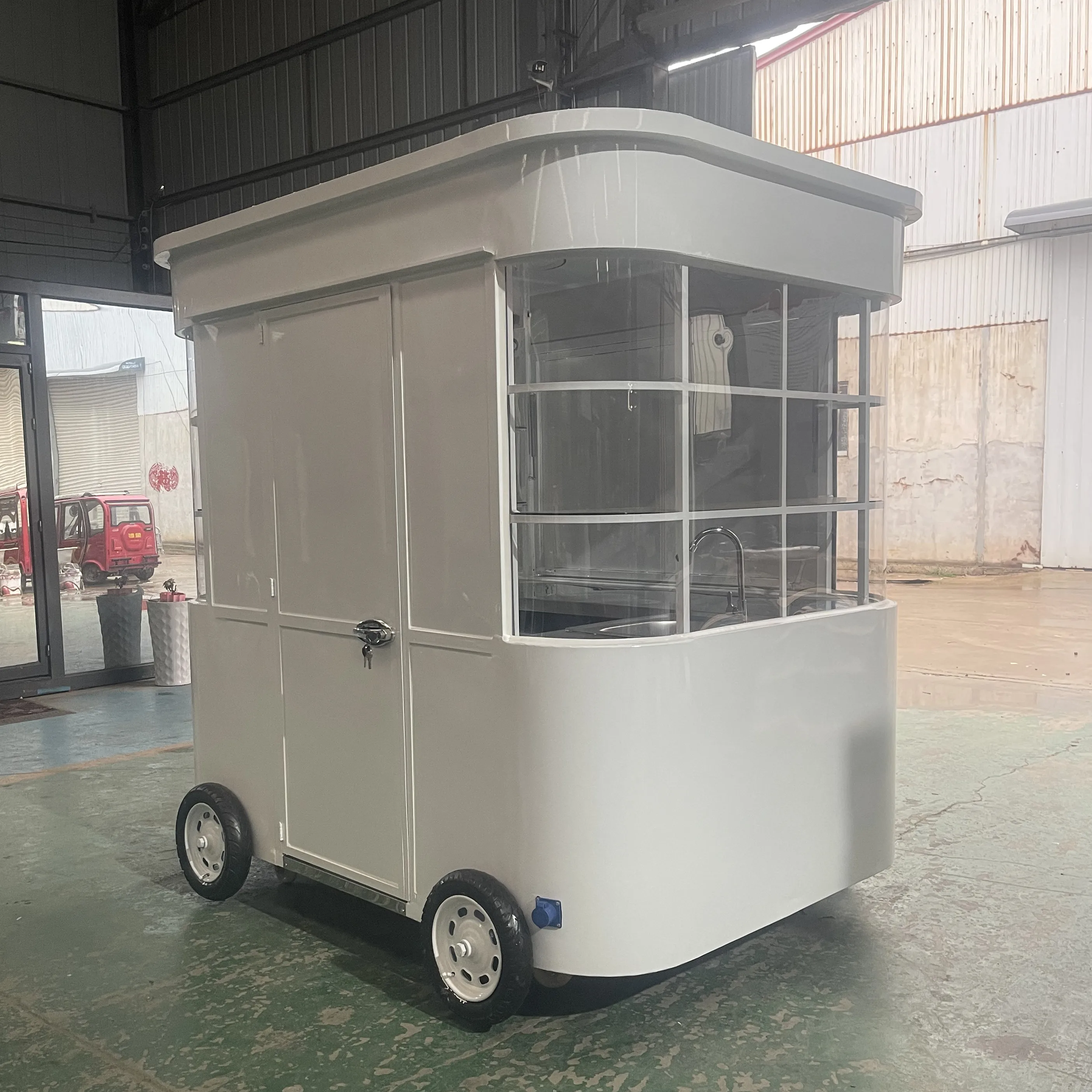 2024 new arrival hot selling factory outlet mobile coffee milk tea soybean milk fresh juice vegetable fruit salad car trolley