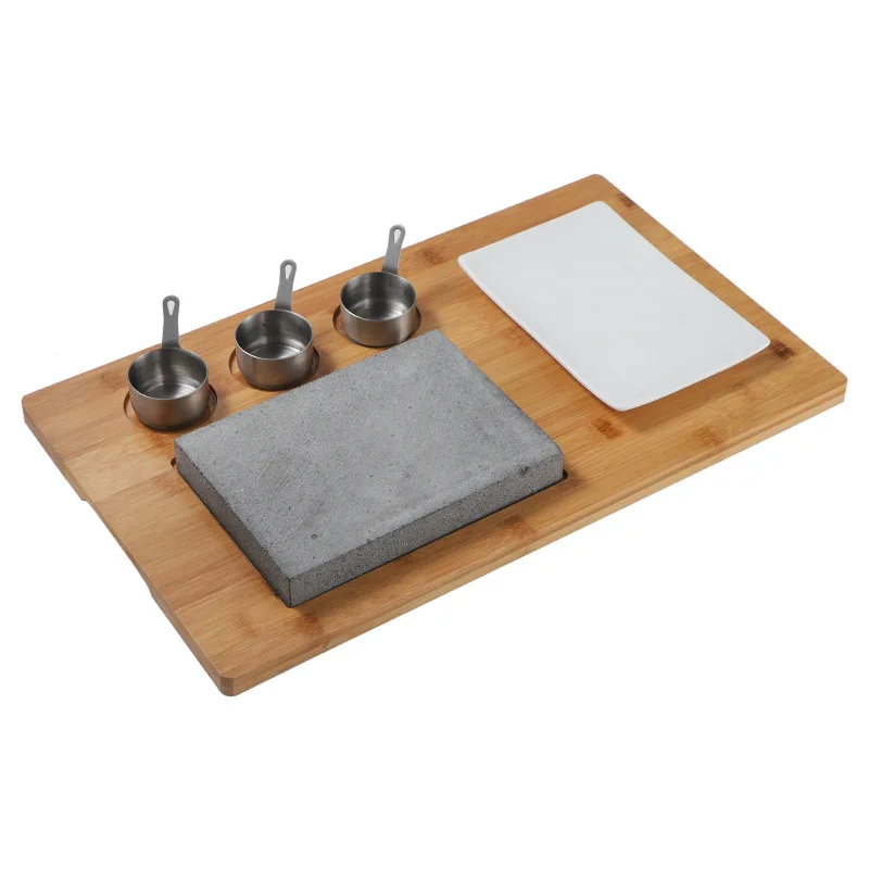 Hot sale cookware granite steak plate stone cookware plate hotel tableware set home steak stone cooking set hot lava stone