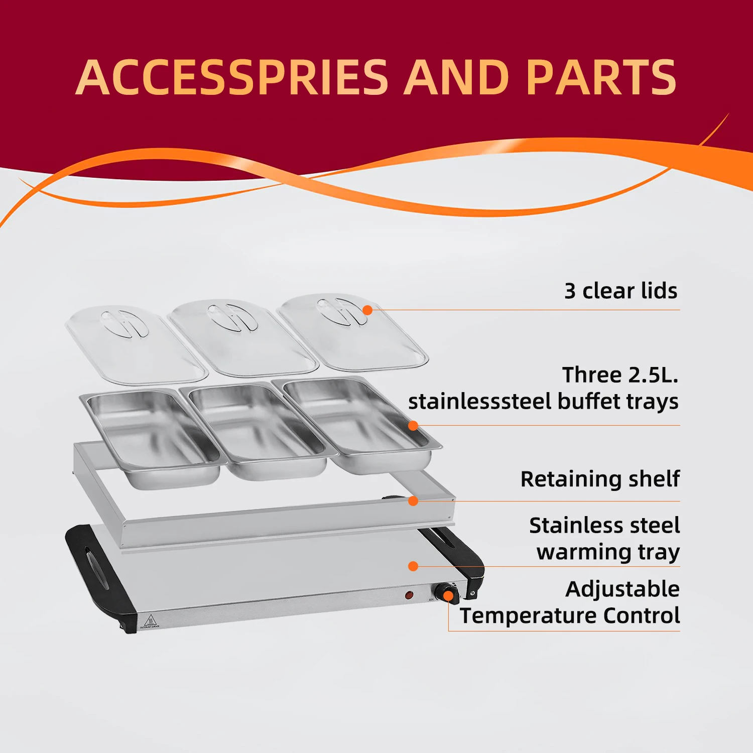 CE/CB/EGL/GS catering commercial party stainless steel electric buffet food warmers set server for home use