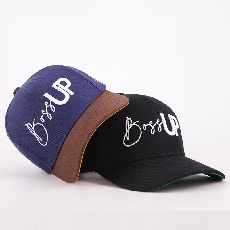 Custom High Quality 100% Cotton 5 Panel 3D Embroidery Logo Custom A Frame Two Tone Gorras Sports Baseball Cap for Men